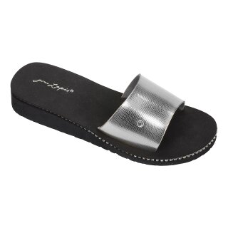 fashy Pantolette Badeschuhe Gino Lapis Santa Monica, Farbe silber-schwarz, Größe 41