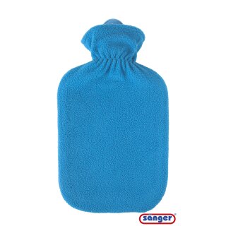 Sänger® Gummi-Wärmflasche mit Fleecebezug azurblau,  2,0 ltr.