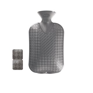 fashy Wärmflasche 2,0 ltr. grau, beidseitig glatt