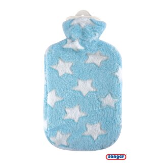 Sänger® Gummi-Wärmflasche mit Bezug Sterne blau,  2,0 ltr