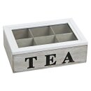 Teebox/ Aufbewahrungsbox antikweiß aus Holz + Glas,...